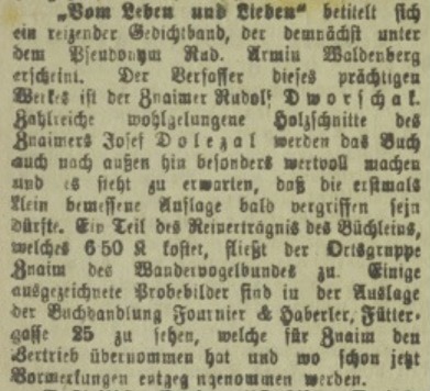 Artikel Znaimer Tagblatt 1919